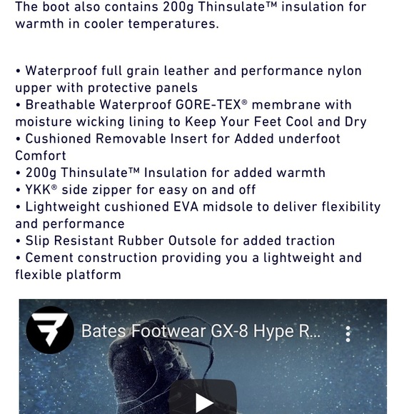 Bates Men's size 10 GX-8 Insulated Side Zip boot w/ GORE-TEX - Picture 2 of 8